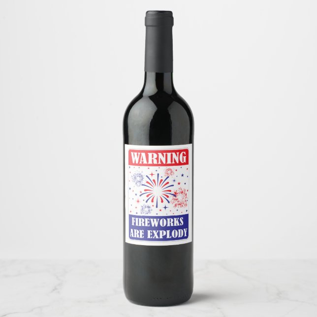 Étiquette Pour Bouteilles De Vin Panneau d'avertissement de feux d'artifice (Devant)