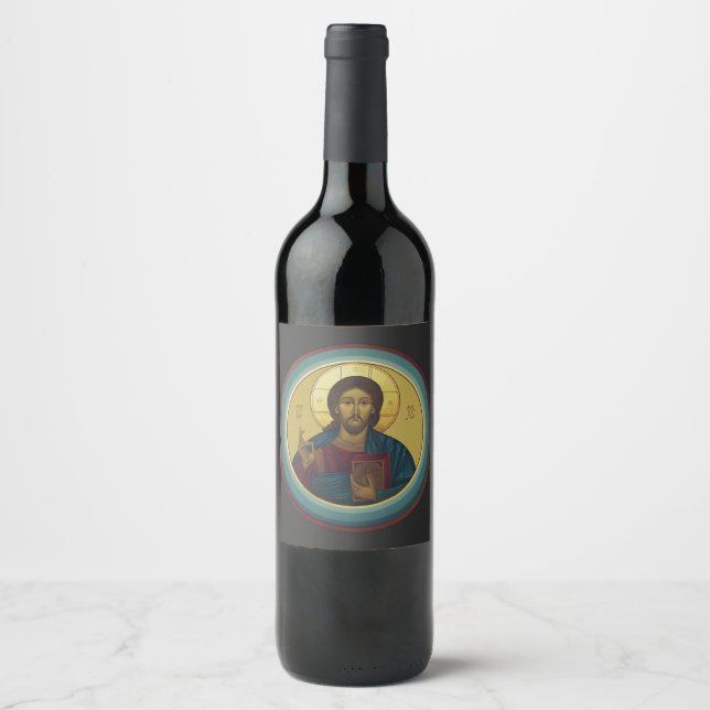 Étiquette Pour Bouteilles De Vin Pantocrate Jésus Christ (Devant)