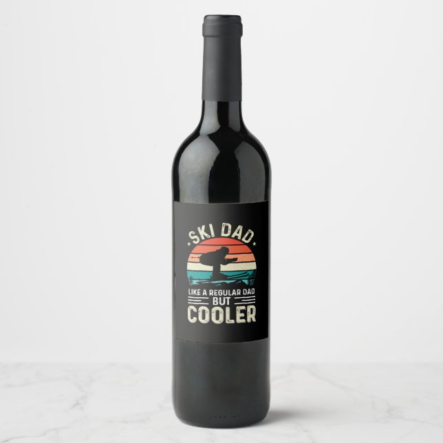 Étiquette Pour Bouteilles De Vin Papa de ski (Devant)