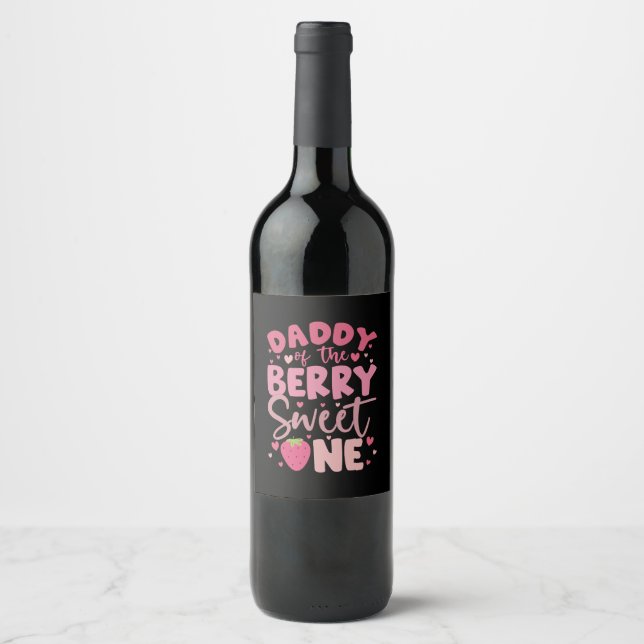 Étiquette Pour Bouteilles De Vin Papa Du Berry Sweet One Strawberry Anniversaire (Devant)