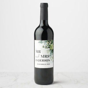 Étiquette Pour Bouteilles De Vin Pape végétale douce Mariage Succulente Florale