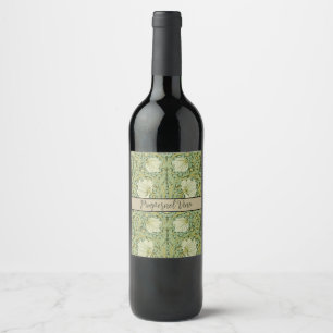 Étiquette Pour Bouteilles De Vin Papier peint floral bleu Pimpernel de William Morr