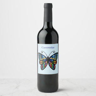 Étiquette Pour Bouteilles De Vin Papillon Coloré Thunder_Cove