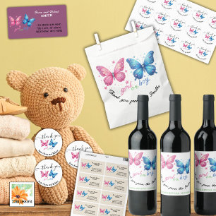 Étiquette Pour Bouteilles De Vin papillon Genre Reveal Party Invitation