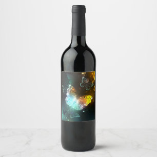 Étiquette Pour Bouteilles De Vin Papillon lumineux et papillons de nuit