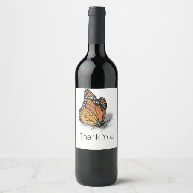 Étiquette Pour Bouteilles De Vin Papillon Monarch Texte Personnalisable (Devant)
