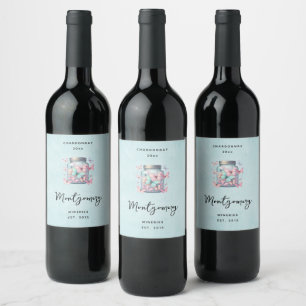 Étiquette Pour Bouteilles De Vin Papillons Capricieux dans un Bocal de Vinification
