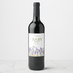 Étiquette Pour Bouteilles De Vin Papillons de Lavande Botanique Baby Shower