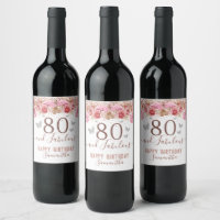 Papillons floraux rose joyeux 80e anniversaire