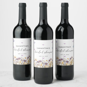 Étiquette Pour Bouteilles De Vin Papillons modernes Fête des mariées violette
