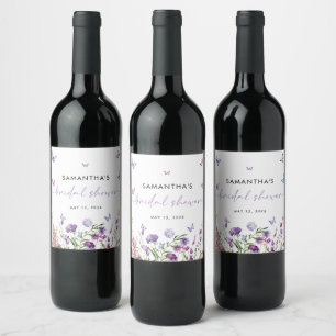 Étiquette Pour Bouteilles De Vin Papillons modernes Fête des mariées violette