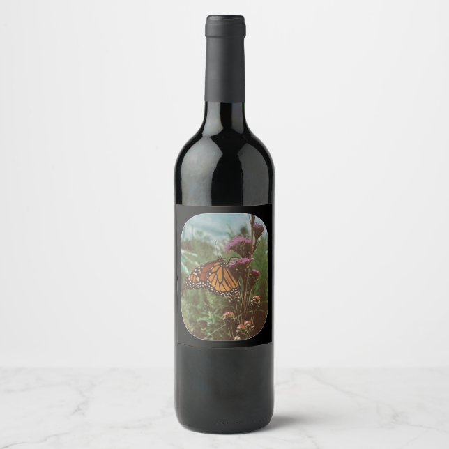Étiquette Pour Bouteilles De Vin papillons orange  (Devant)