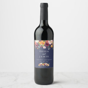 Étiquette Pour Bouteilles De Vin Paprika Bourgogne Floral Étiquette de vin personna