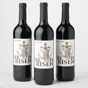 Étiquette Pour Bouteilles De Vin Pâques Il est ressuscité Jésus bible croix en b
