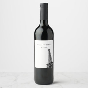 Étiquette Pour Bouteilles De Vin Paris France Mariage minimaliste Étiquette de vin