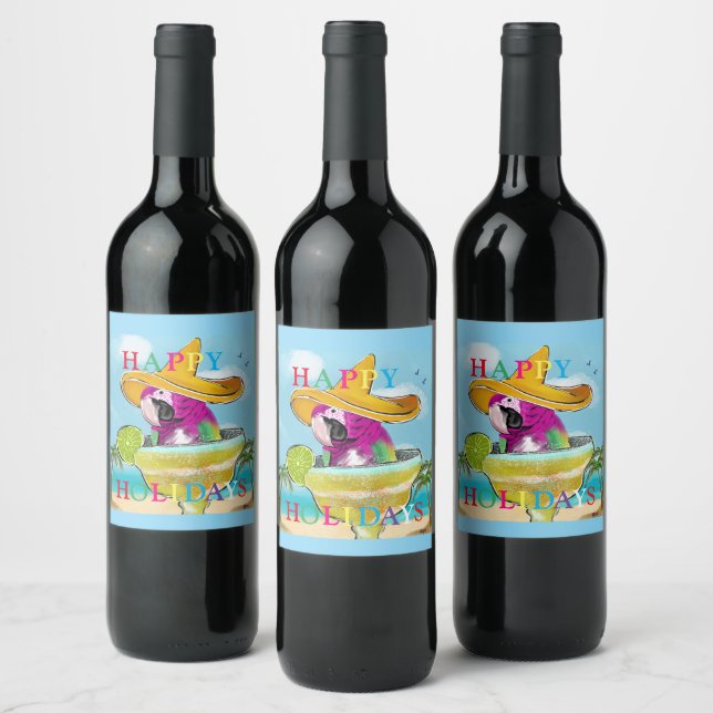 ÉTIQUETTE POUR BOUTEILLES DE VIN PARROTS (Bouteilles)