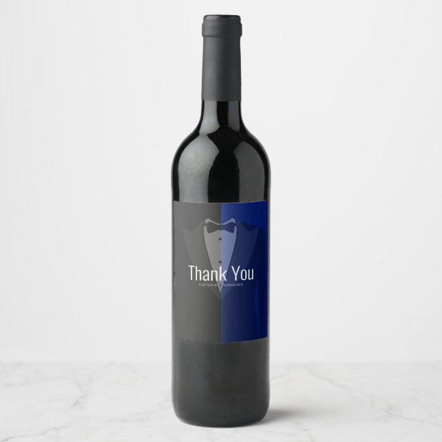 Étiquette Pour Bouteilles De Vin Parti bleu/noir (Devant)