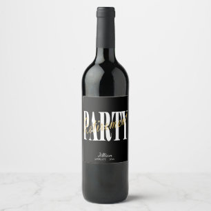 Étiquette Pour Bouteilles De Vin Parti de retraite Gold, Black & White