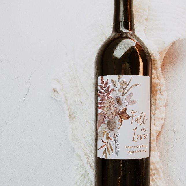 Étiquette Pour Bouteilles De Vin Partie d'engagement Automne (Créateur téléchargé)