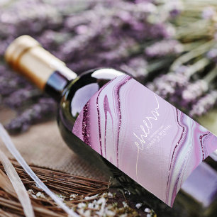 Étiquette Pour Bouteilles De Vin Parties scintillant Abstraite Strata Cheers Lilac 