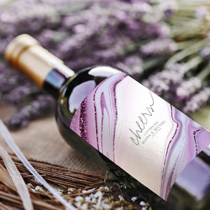 Étiquette Pour Bouteilles De Vin Parties scintillant Abstraite Strata Cheers Lilac/