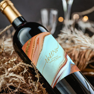 Étiquette Pour Bouteilles De Vin Parties scintillant Abstraite Strata Cheers Sky Bl