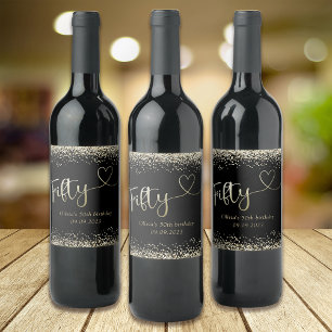Étiquette Pour Bouteilles De Vin Parties scintillant Black Gold Foil 50e anniversai