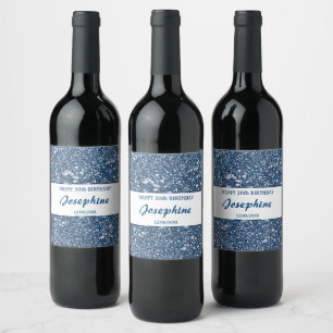 Étiquette Pour Bouteilles De Vin Parties scintillant Bleu Faux Regarder avec texte