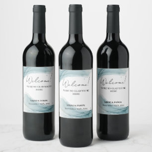 Étiquette Pour Bouteilles De Vin Parties scintillant bleue turquoise Aqua Green Mar
