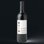 Étiquette Pour Bouteilles De Vin Parties scintillant Card Game Las Vegas Casino Mar<br><div class="desc">Ces étiquettes de bouteilles de vin sur mesure ont pour thème le casino de Las Vegas. Les quatre costumes dans un tablier de sont imprimés sur la gauche dans un motif horizontal. Le pique est un design de parties scintillant noire, le club est or, le diamant est argent, et le...</div>