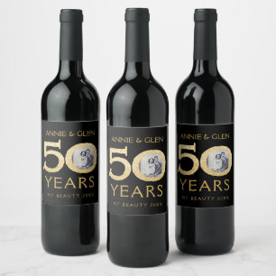 Étiquette Pour Bouteilles De Vin Parties scintillant d'or 50e anniversaire vin Modè