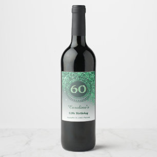 Étiquette Pour Bouteilles De Vin Parties scintillant élégante Falling Green 60e ann