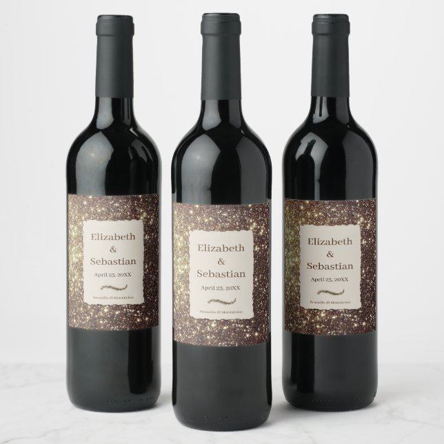 Étiquette Pour Bouteilles De Vin Parties scintillant étincelantes d'or (Bouteilles)