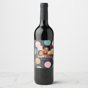Étiquette Pour Bouteilles De Vin Parties scintillant moderne Pois neige photo Noël