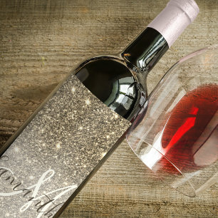 Étiquette Pour Bouteilles De Vin Parties scintillant Or moderne étincelles Nom pers