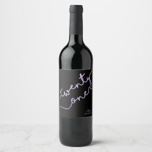 Étiquette Pour Bouteilles De Vin Parties scintillant pourpre, étincelle 21e anniver