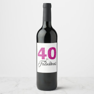 Étiquette Pour Bouteilles De Vin Parties scintillant rose 40 et fabuleuse fête du 4