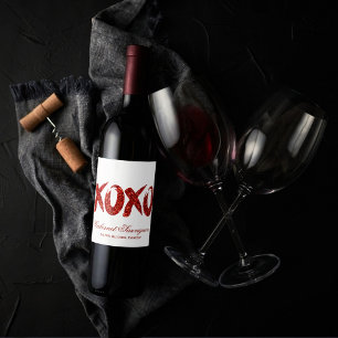 Étiquette Pour Bouteilles De Vin Parties scintillant rouge XOXO Glam Brushstroke