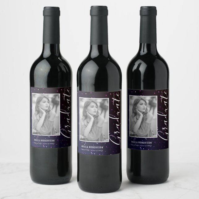 Étiquette Pour Bouteilles De Vin Parties scintillant spatiale de minuit (Bouteilles)