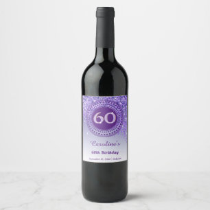 Étiquette Pour Bouteilles De Vin Parties scintillant violet à décrochage élégant 60