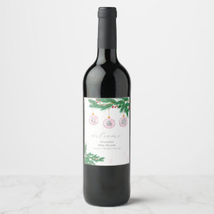 Étiquette Pour Bouteilles De Vin Parure de vêtements d'hiver rose Bienvenue à la ba