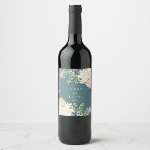 Étiquette Pour Bouteilles De Vin Pastel classique Hydrangea