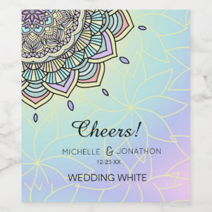 Étiquette Pour Bouteilles De Vin Pastel Glow Mandala ID359