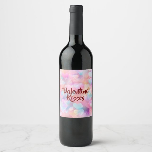 Étiquette Pour Bouteilles De Vin Pastel Love & Romance Valentine Wine Label (Devant)