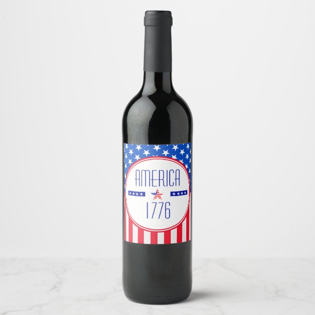Étiquette Pour Bouteilles De Vin Patriotique Américain (Devant)