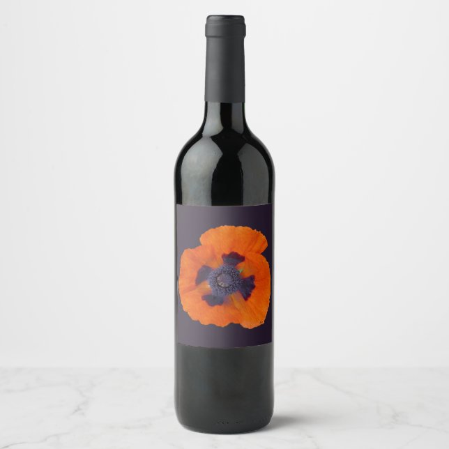 Étiquette Pour Bouteilles De Vin Pavot orange écarlate 1 (Devant)