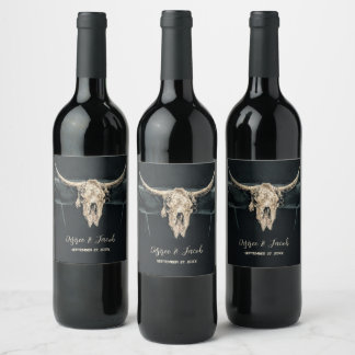 Étiquette Pour Bouteilles De Vin Pays de l'Ouest Gray Beige Russe Taureau Crâne