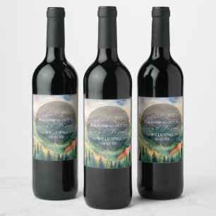 Étiquette Pour Bouteilles De Vin Paysage aquarelle de montagne mariage de destinati