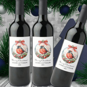 Étiquette Pour Bouteilles De Vin Paysage d'hiver de Red Mockingbird