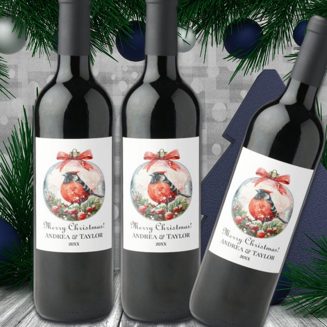 Étiquette Pour Bouteilles De Vin Paysage d'hiver de Red Mockingbird (Créateur téléchargé)